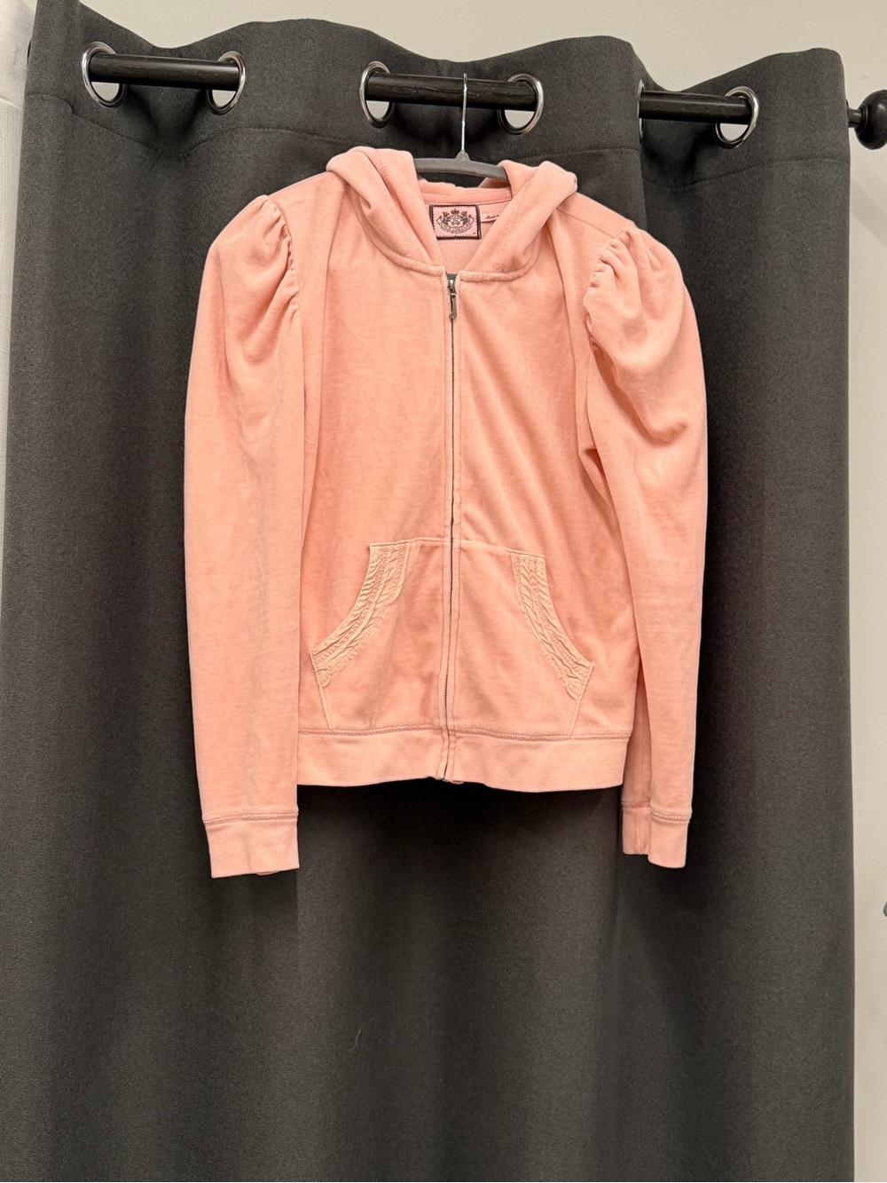 Juicy Couture Pink Hooded Zip Jacket with Puff Shoulders